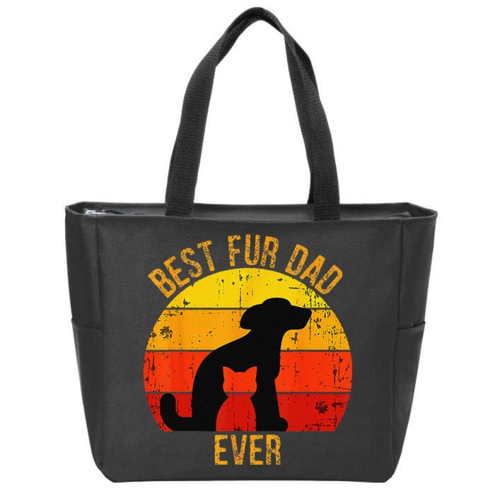 Funny Best Fur Dad Ever Vintage Retro Dog Cat Owner Zip Tote Bag