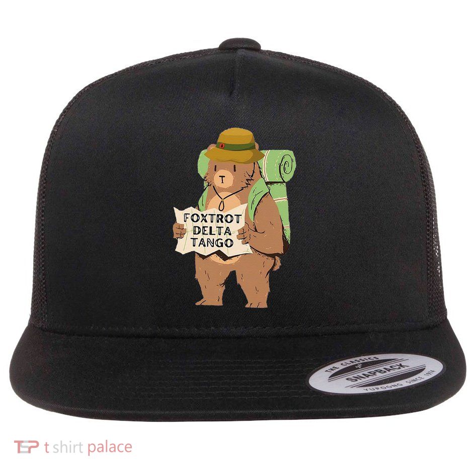 Funny Bear Foxtrots Deltas Tango Flat Bill Trucker Hat