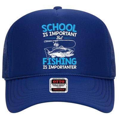 Fishing Boy Fish Lover Teen Boy Fishing High Crown Mesh Back Trucker Hat