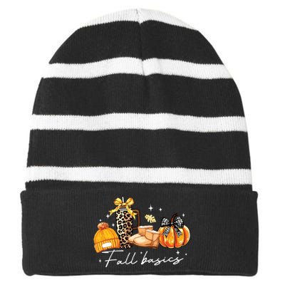 Fall Basics Striped Beanie with Solid Band