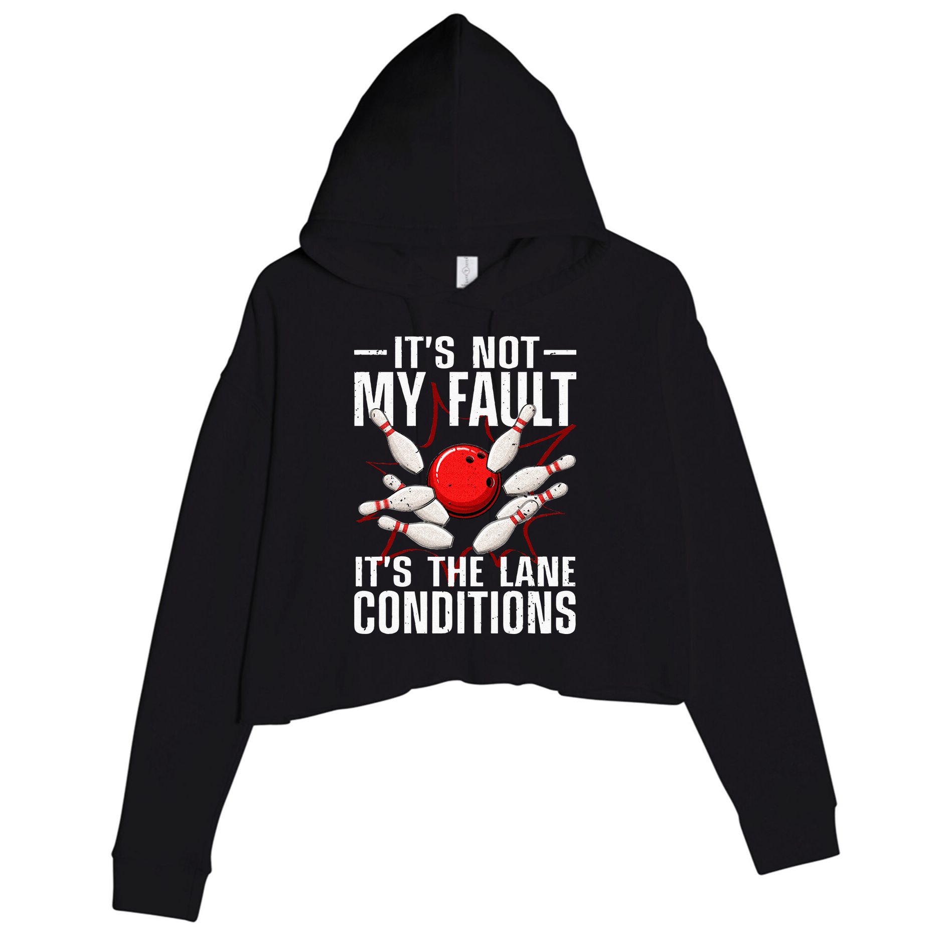 Funny Bowling For Men Women Bowler Team Bowling Lane Spare Crop Fleece Hoodie