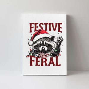 Festive But Feral Christmas Raccoon Xmas Tree Lights Raccoon Canvas