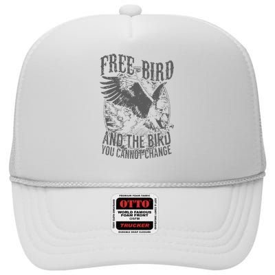 Free Bird Fiery Gift For Music Lovers High Crown Mesh Back Trucker Hat