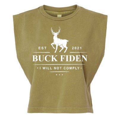 Funny Buck Fiden I Will Not Comply Anti Biden Liberals Garment-Dyed Women's Muscle Tee