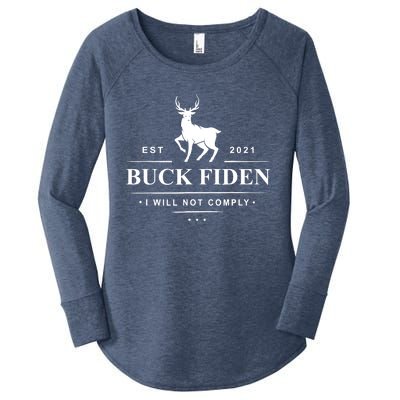 Funny Buck Fiden I Will Not Comply Anti Biden Liberals Women's Perfect Tri Tunic Long Sleeve Shirt