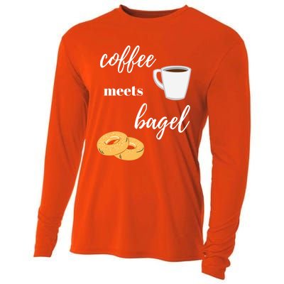 Funny Breakfast Food Lover Coffee Meets Bagels Foodie Gift Cooling Performance Long Sleeve Crew