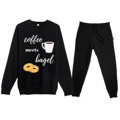 Funny Breakfast Food Lover Coffee Meets Bagels Foodie Gift Premium Crewneck Sweatsuit Set