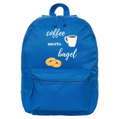Funny Breakfast Food Lover Coffee Meets Bagels Foodie Gift 16 in Basic Backpack