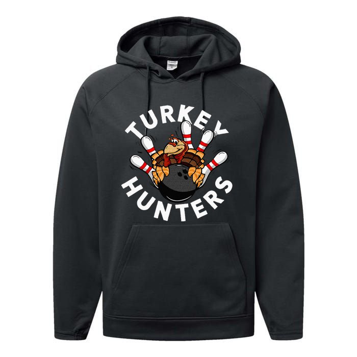 Funny Bowling For Or Adults Turkey Hunters Performance Fleece Hoodie