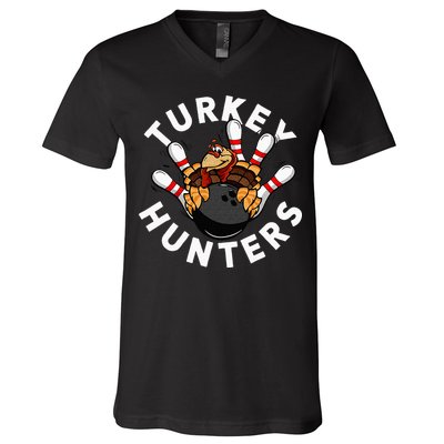 Funny Bowling For Or Adults Turkey Hunters V-Neck T-Shirt