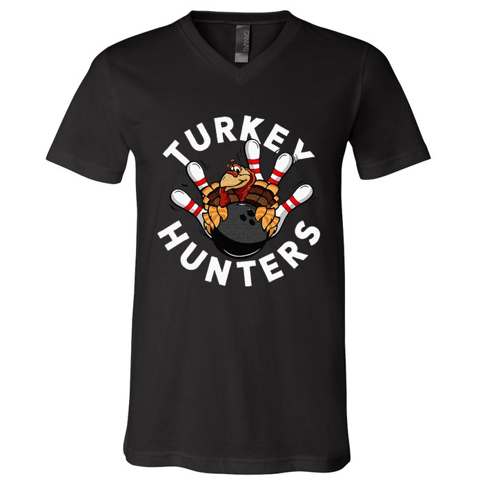 Funny Bowling For Or Adults Turkey Hunters V-Neck T-Shirt