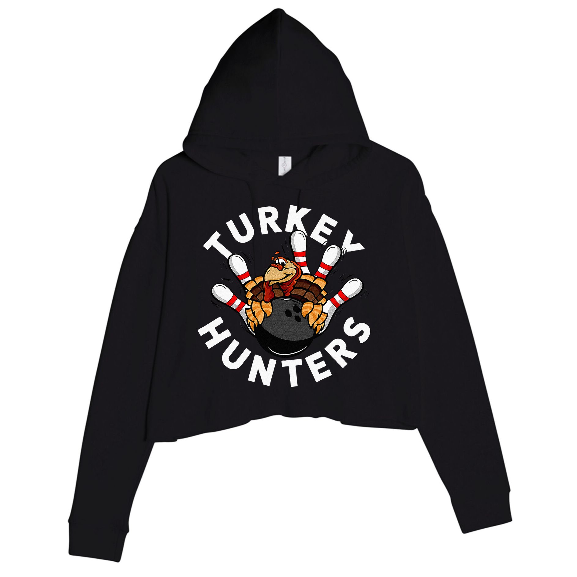 Funny Bowling For Or Adults Turkey Hunters Crop Fleece Hoodie