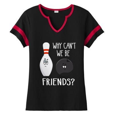 Funny Bowling Friends Quote Ladies Halftime Notch Neck Tee