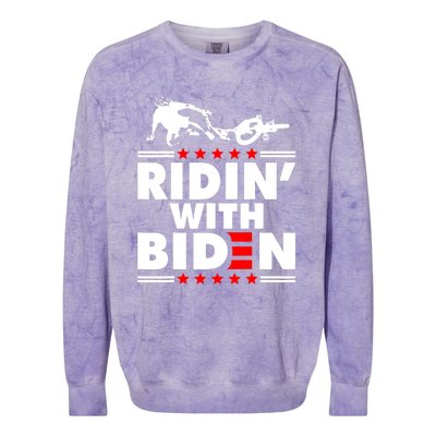 Funny Biden Falls Off Bike Ridin With Joe Biden Colorblast Crewneck Sweatshirt