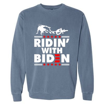 Funny Biden Falls Off Bike Ridin With Joe Biden Garment-Dyed Sweatshirt