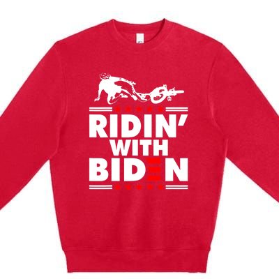 Funny Biden Falls Off Bike Ridin With Joe Biden Premium Crewneck Sweatshirt