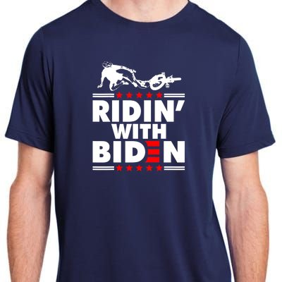 Funny Biden Falls Off Bike Ridin With Joe Biden Adult ChromaSoft Performance T-Shirt