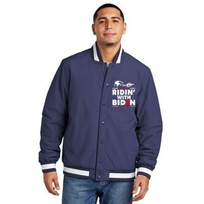 Funny Biden Falls Off Bike Ridin With Joe Biden Insulated Varsity Jacket