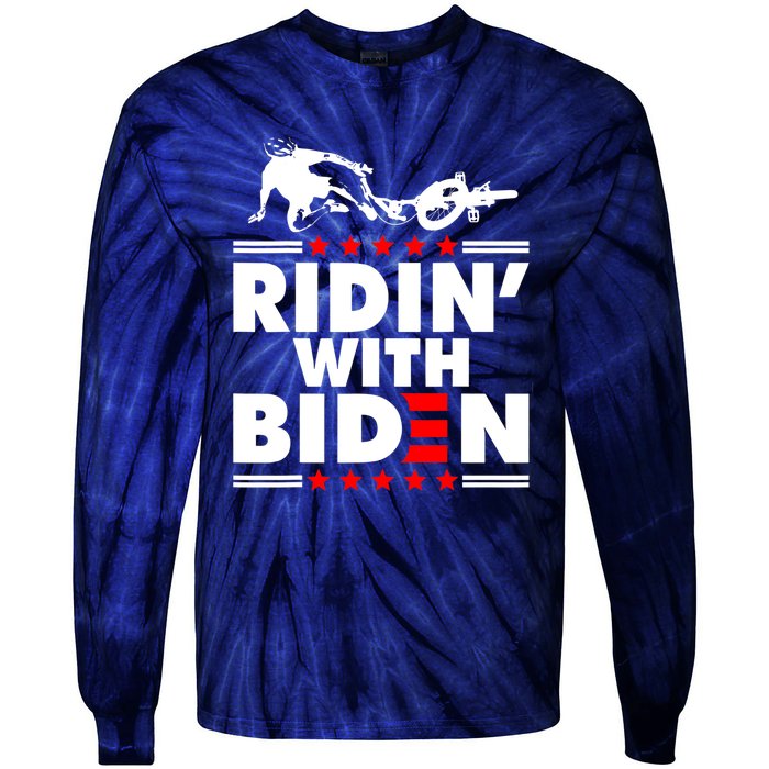 Funny Biden Falls Off Bike Ridin With Joe Biden Tie-Dye Long Sleeve Shirt