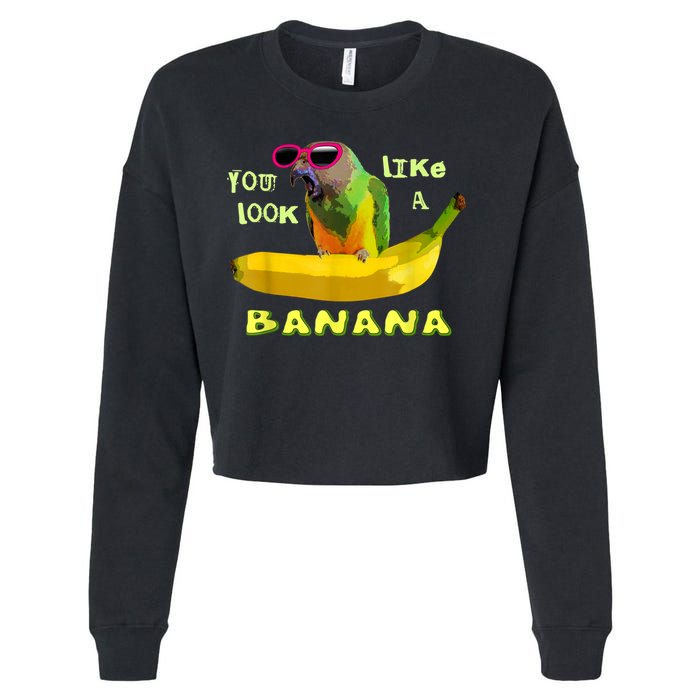 Funny Banana Cropped Pullover Crew