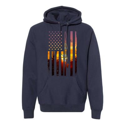 Funny Bass Fishing American Flag Fish Fisher Fisherman Usa Gift Premium Hoodie