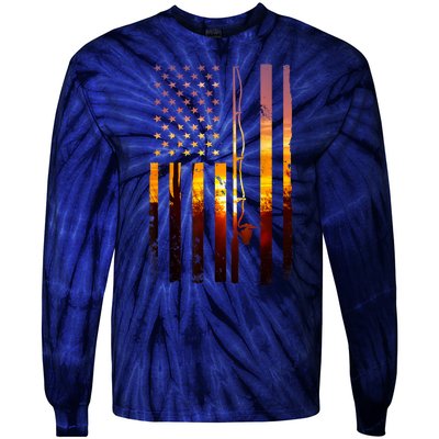 Funny Bass Fishing American Flag Fish Fisher Fisherman Usa Gift Tie-Dye Long Sleeve Shirt