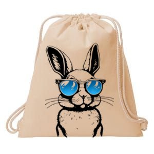 Funny Bunny Face With Sunglasses Men Easter Day Drawstring Bag