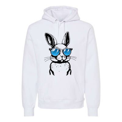 Funny Bunny Face With Sunglasses Men Easter Day Premium Hoodie