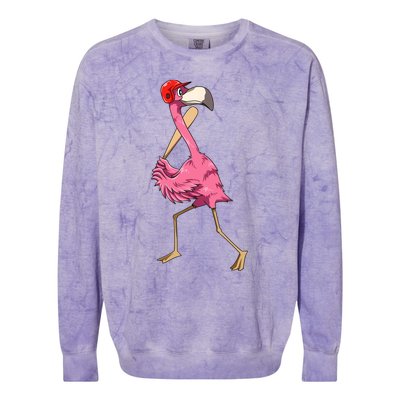 Flamingo Baseball Flamingo Playing Baseball Flamingo Colorblast Crewneck Sweatshirt