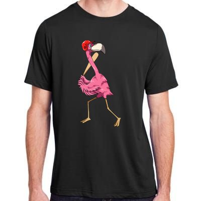 Flamingo Baseball Flamingo Playing Baseball Flamingo Adult ChromaSoft Performance T-Shirt