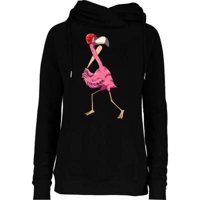 Flamingo Baseball Flamingo Playing Baseball Flamingo Womens Funnel Neck Pullover Hood