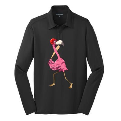 Flamingo Baseball Flamingo Playing Baseball Flamingo Silk Touch Performance Long Sleeve Polo