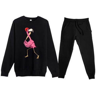 Flamingo Baseball Flamingo Playing Baseball Flamingo Premium Crewneck Sweatsuit Set