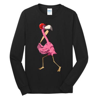 Flamingo Baseball Flamingo Playing Baseball Flamingo Tall Long Sleeve T-Shirt