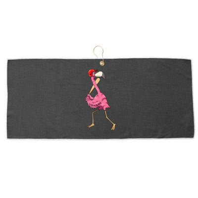 Flamingo Baseball Flamingo Playing Baseball Flamingo Large Microfiber Waffle Golf Towel