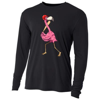 Flamingo Baseball Flamingo Playing Baseball Flamingo Cooling Performance Long Sleeve Crew