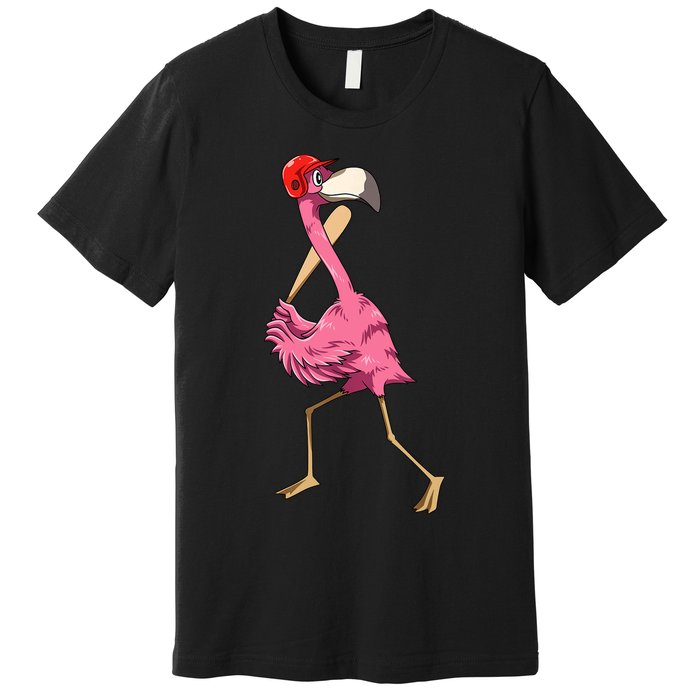Flamingo Baseball Flamingo Playing Baseball Flamingo Premium T-Shirt