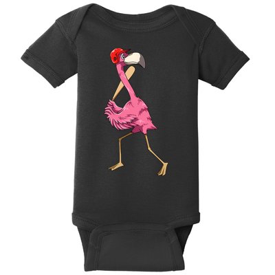 Flamingo Baseball Flamingo Playing Baseball Flamingo Baby Bodysuit