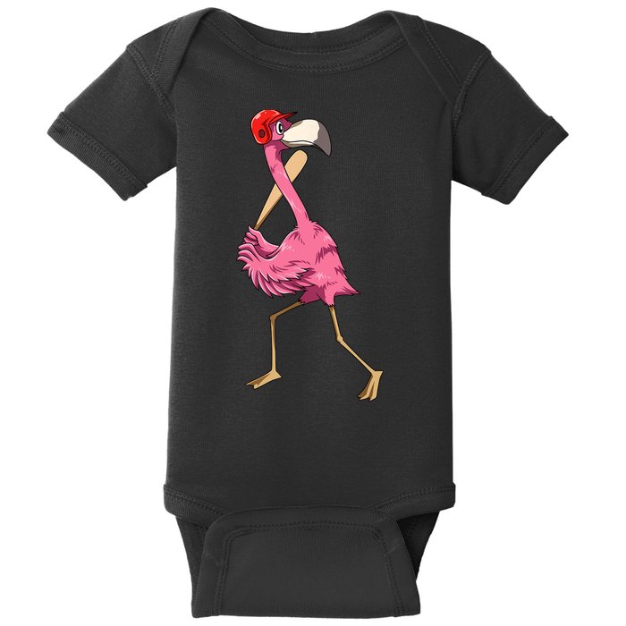 Flamingo Baseball Flamingo Playing Baseball Flamingo Baby Bodysuit