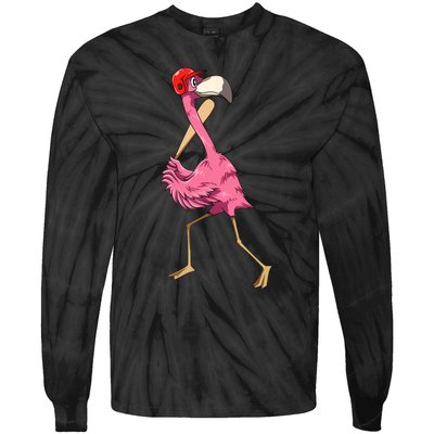 Flamingo Baseball Flamingo Playing Baseball Flamingo Tie-Dye Long Sleeve Shirt