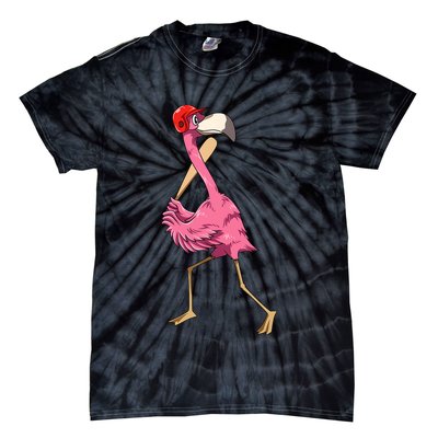 Flamingo Baseball Flamingo Playing Baseball Flamingo Tie-Dye T-Shirt