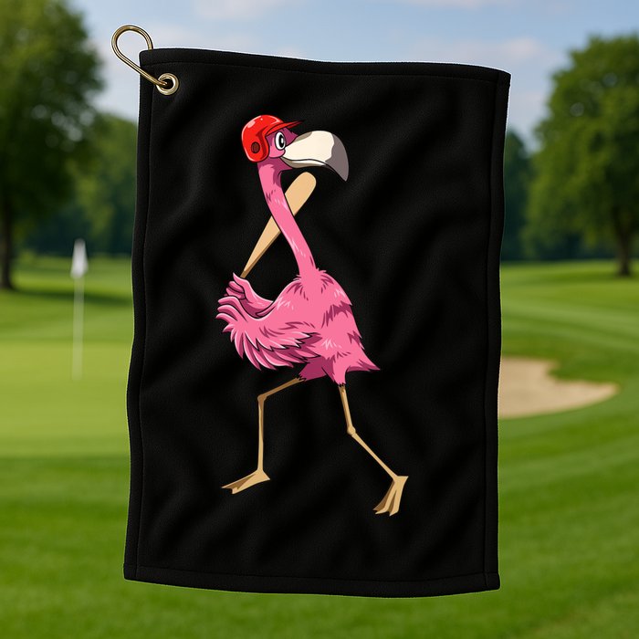 Flamingo Baseball Flamingo Playing Baseball Flamingo Golf Towel