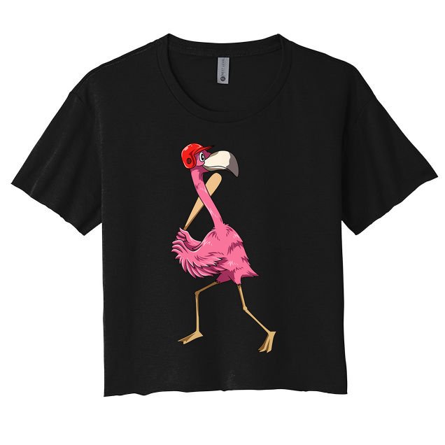 Flamingo Baseball Flamingo Playing Baseball Flamingo Crop Top