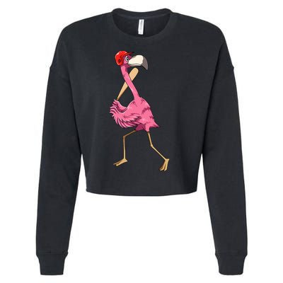 Flamingo Baseball Flamingo Playing Baseball Flamingo Cropped Pullover Crew