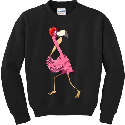 Flamingo Baseball Flamingo Playing Baseball Flamingo Kids Sweatshirt