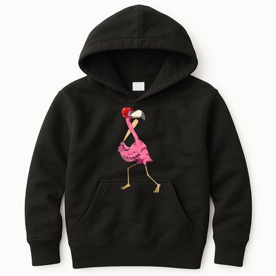 Flamingo Baseball Flamingo Playing Baseball Flamingo Kids Hoodie