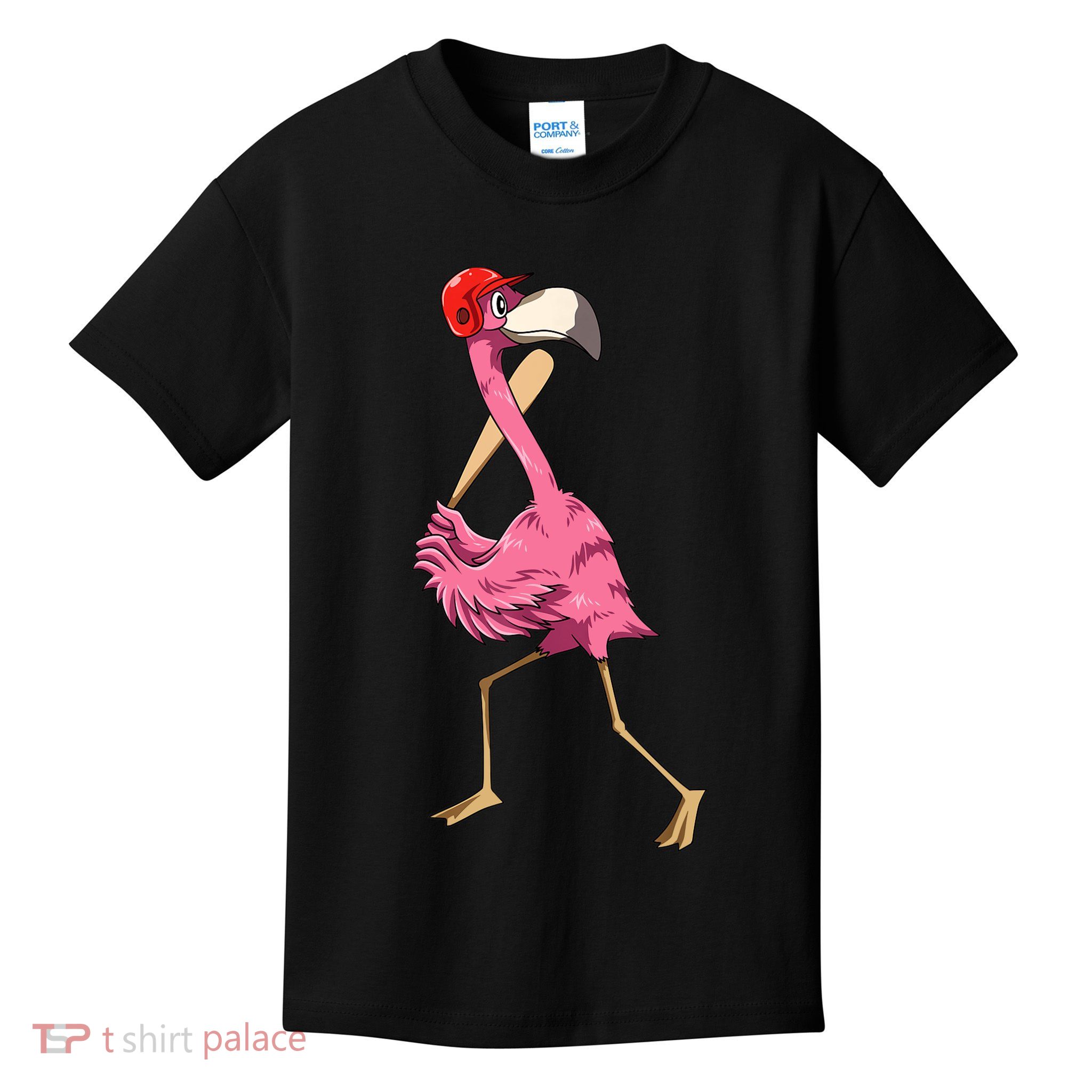 Flamingo Baseball Flamingo Playing Baseball Flamingo Kids T-Shirt