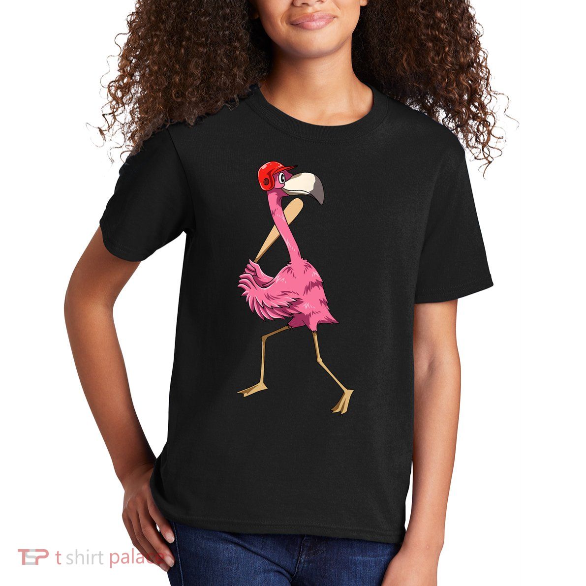 Flamingo Baseball Flamingo Playing Baseball Flamingo Kids T-Shirt