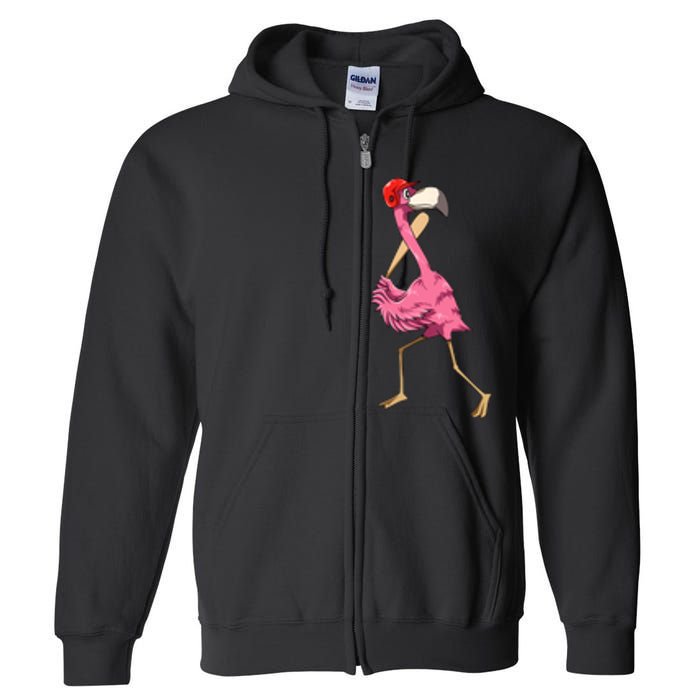 Flamingo Baseball Flamingo Playing Baseball Flamingo Full Zip Hoodie