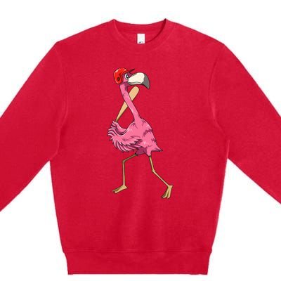 Flamingo Baseball Flamingo Playing Baseball Flamingo Premium Crewneck Sweatshirt